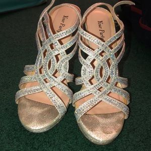Your Party Shoes Silver Sparkly Rhinestone Heels